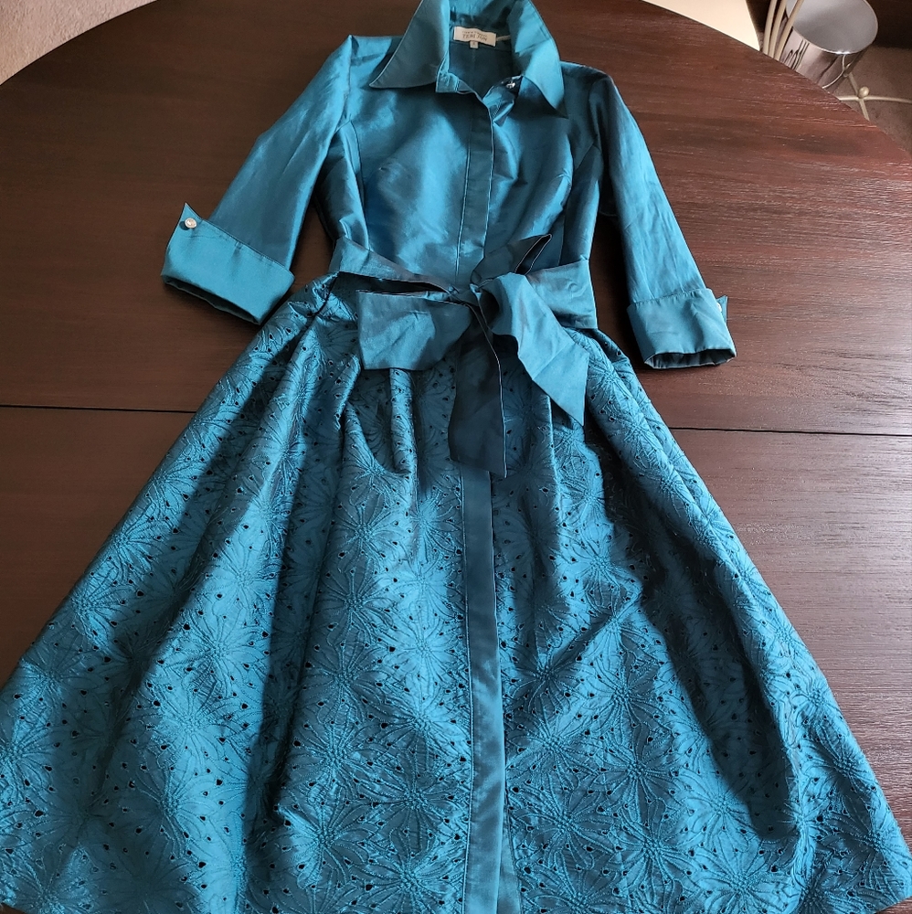 Rickie Freeman For Teri Jon Teal Blue Evening Gown